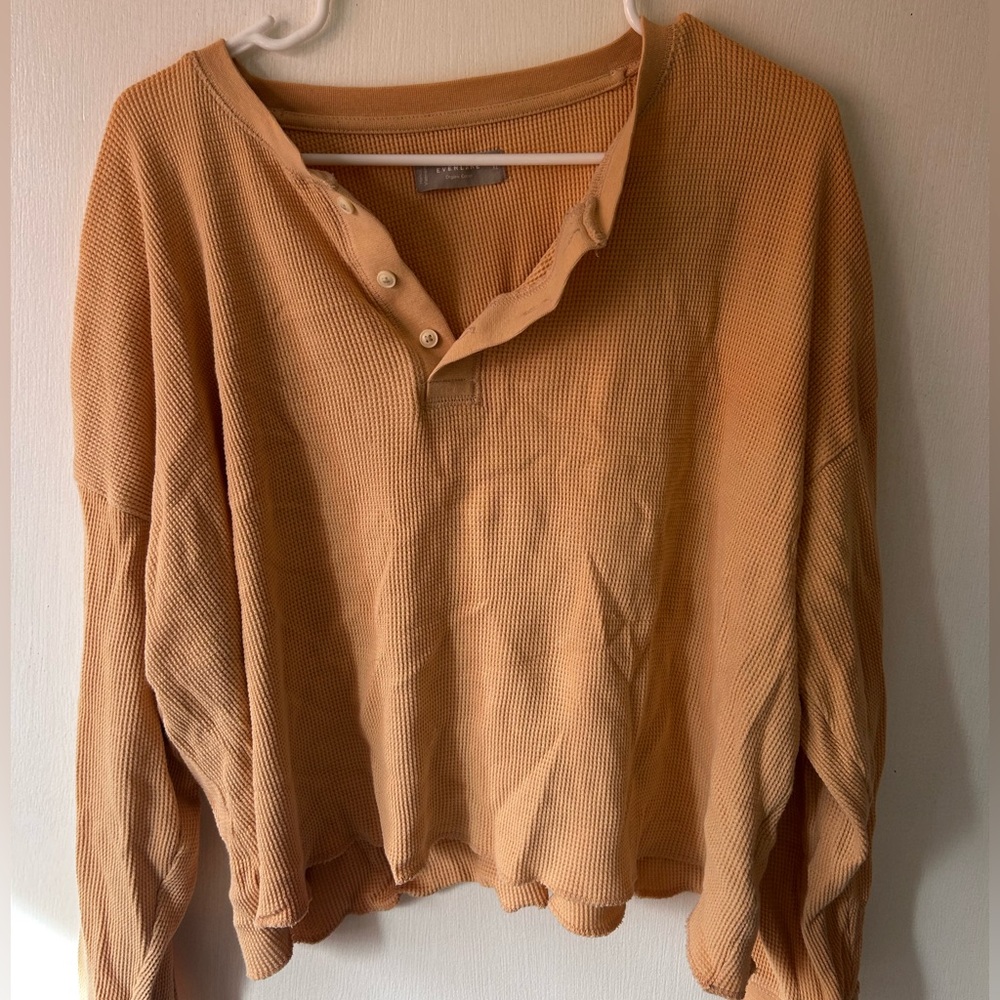 Everlane Tan Waffle Knit Henley
